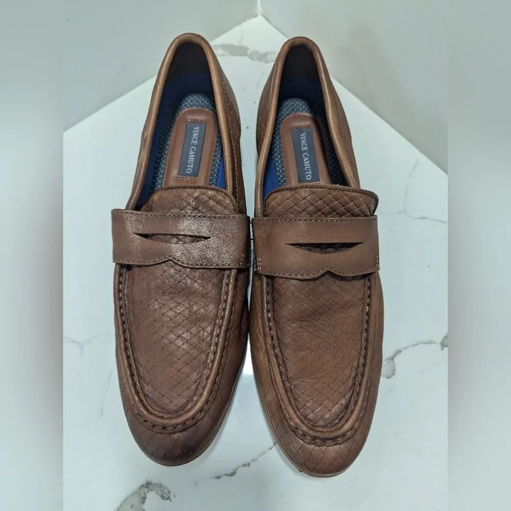 Vince Camuto Men's Garwin leather chocolate brown Loafers shoes oxford dress 12